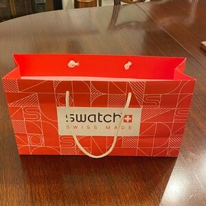 Swatch Watch Red White Paper Gift Bag Tote from Switzerland